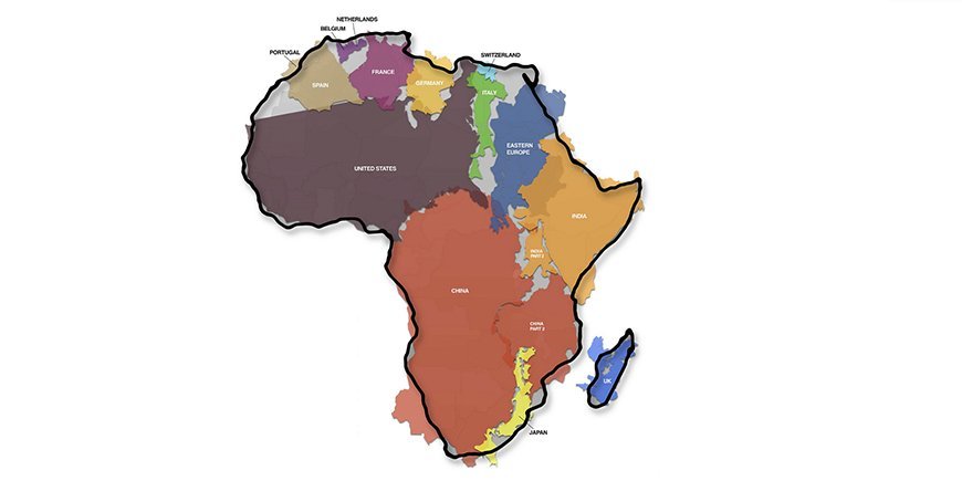 wahre Größe von Afrika