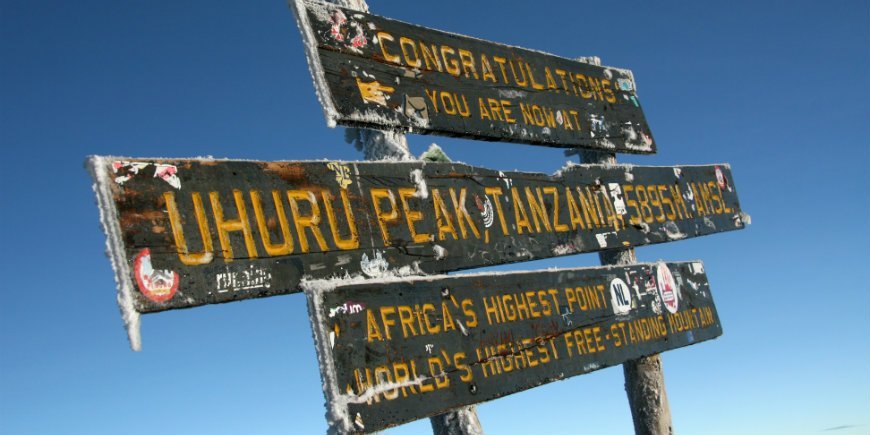 Schild am Uhuru Peak